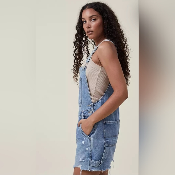 Cotton On Pants - Cotton On Utility Denim Short Overall  The Color Surfers Blue Rip US Size 4 NWT